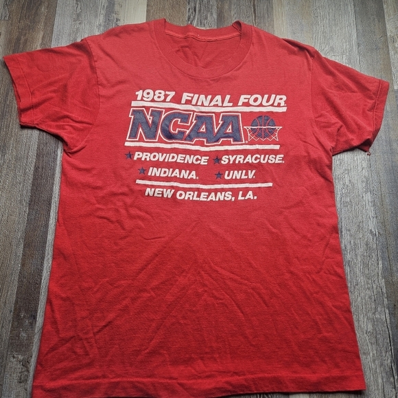 NCAA 1987 Final Four Single Stitch tshirt Red Basketball Vintage Small - Picture 2 of 7